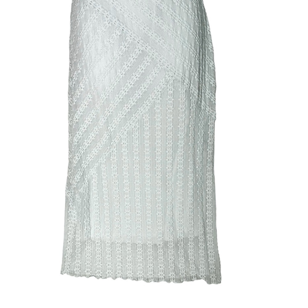 Kirious Y2K Slip Dress Sz M Stretch Embroidered Lace Mint Green Midi Strappy - Picture 4 of 11